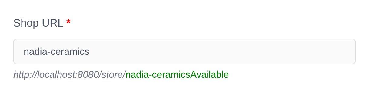 The Shop URL field filled automatically and marked Available